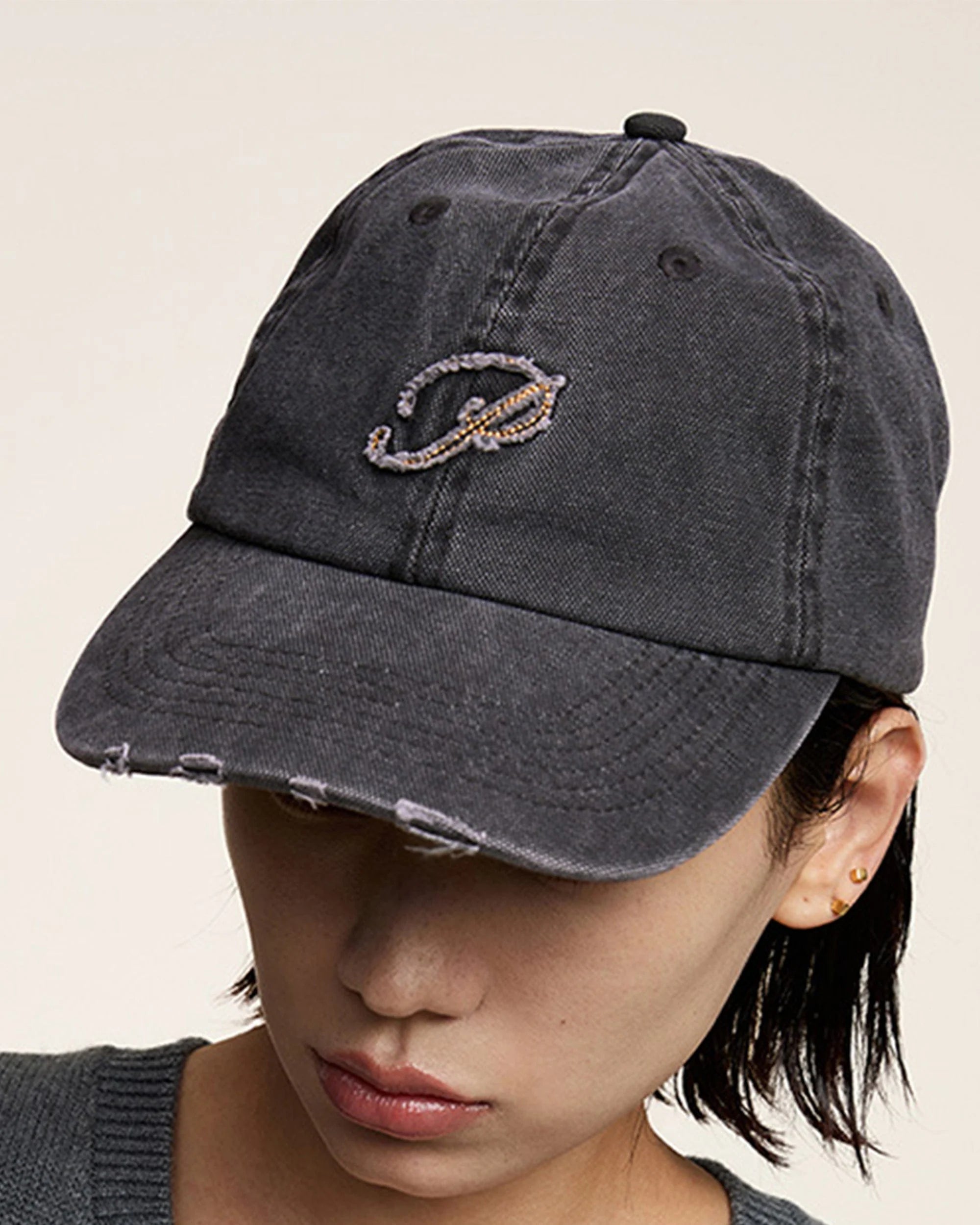 OPICLOTH Distressed LOGO Embroidered Cap