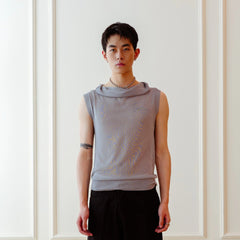 KADAKADA Retro Cowl-Neck Knited Sleeveless T-Shirt