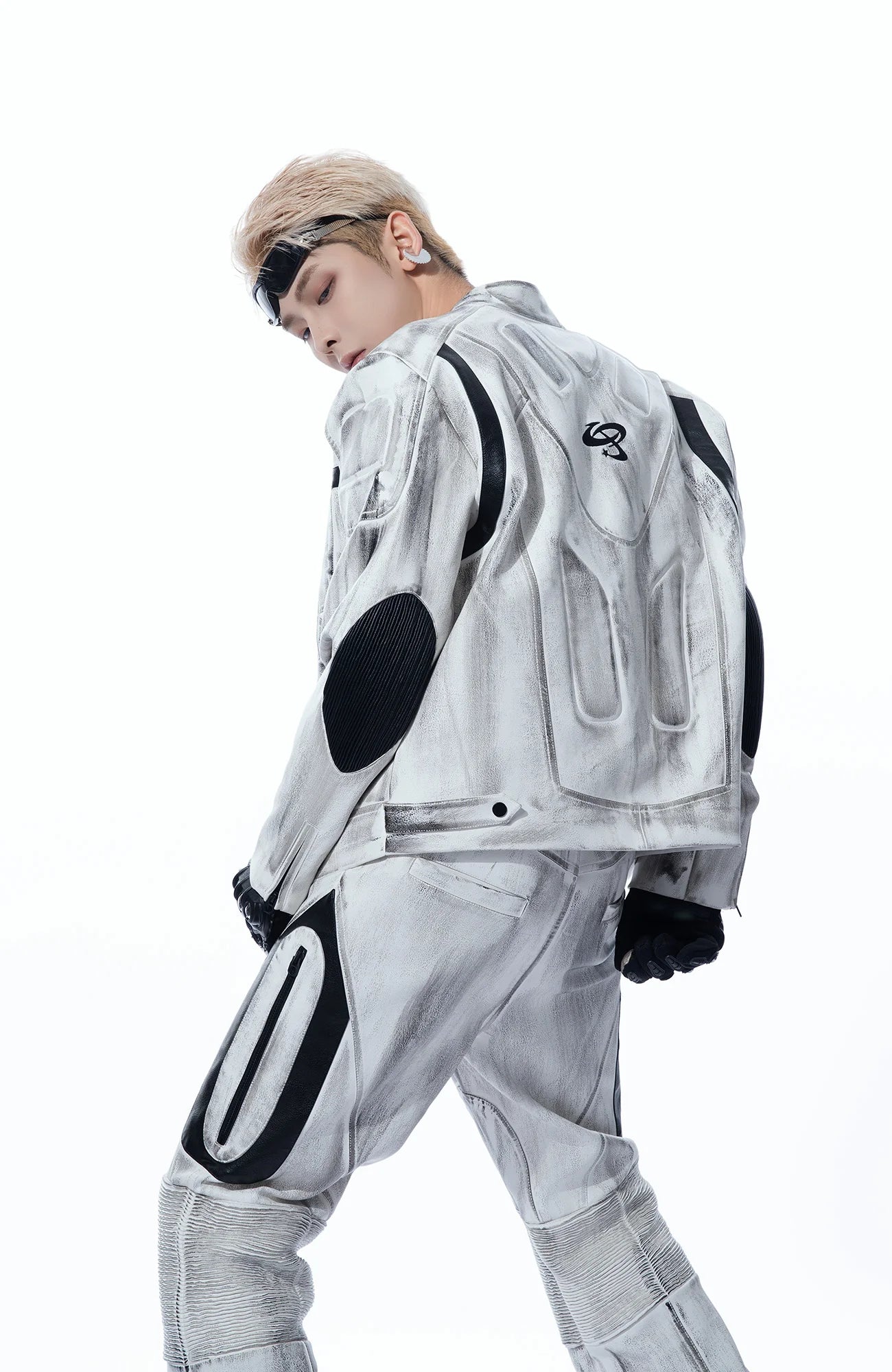 MOGONGSHE Distressed Techwear PU Moto Jacket
