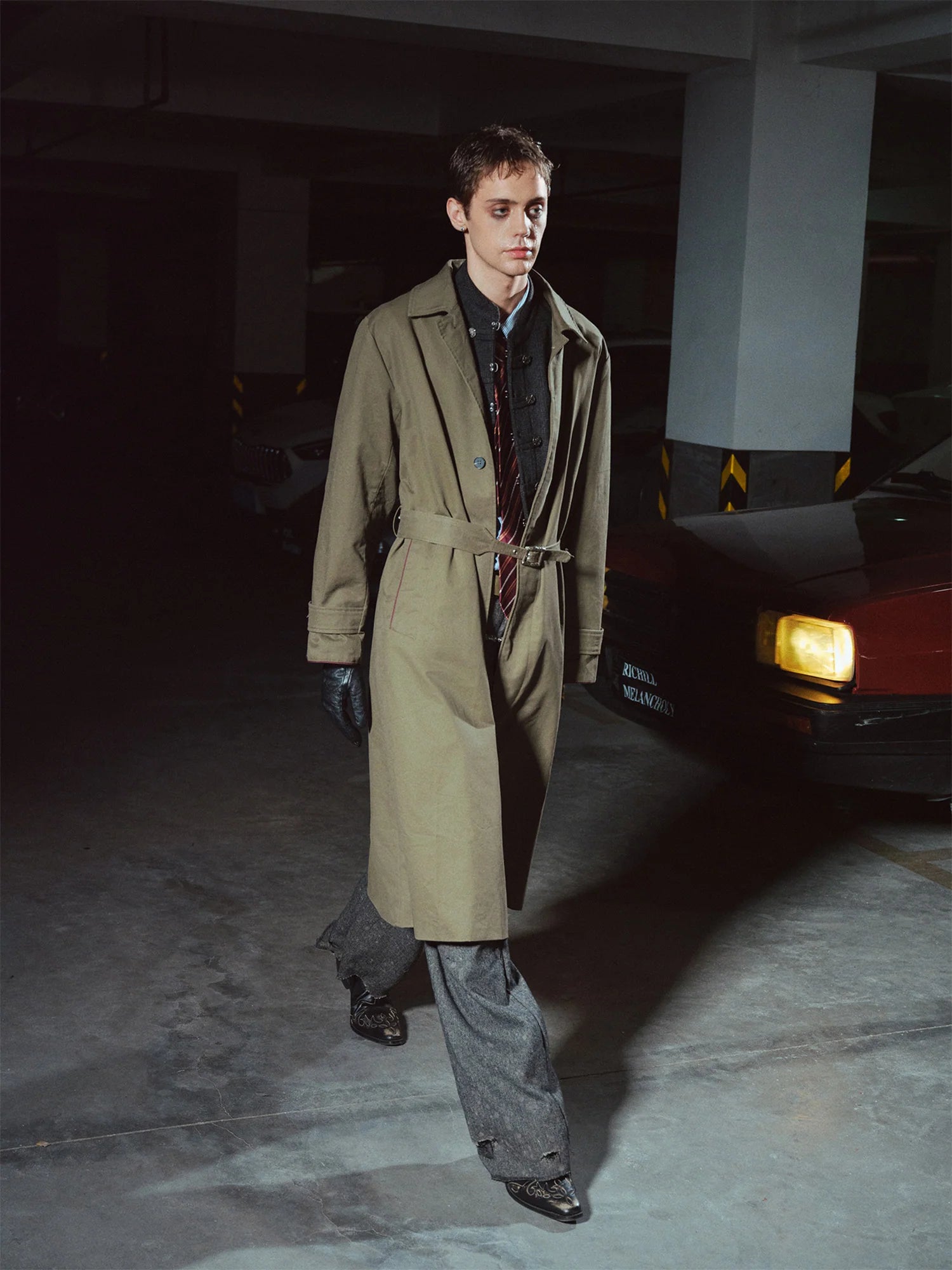 RICHILL Contrast Embroidered Trench Coat