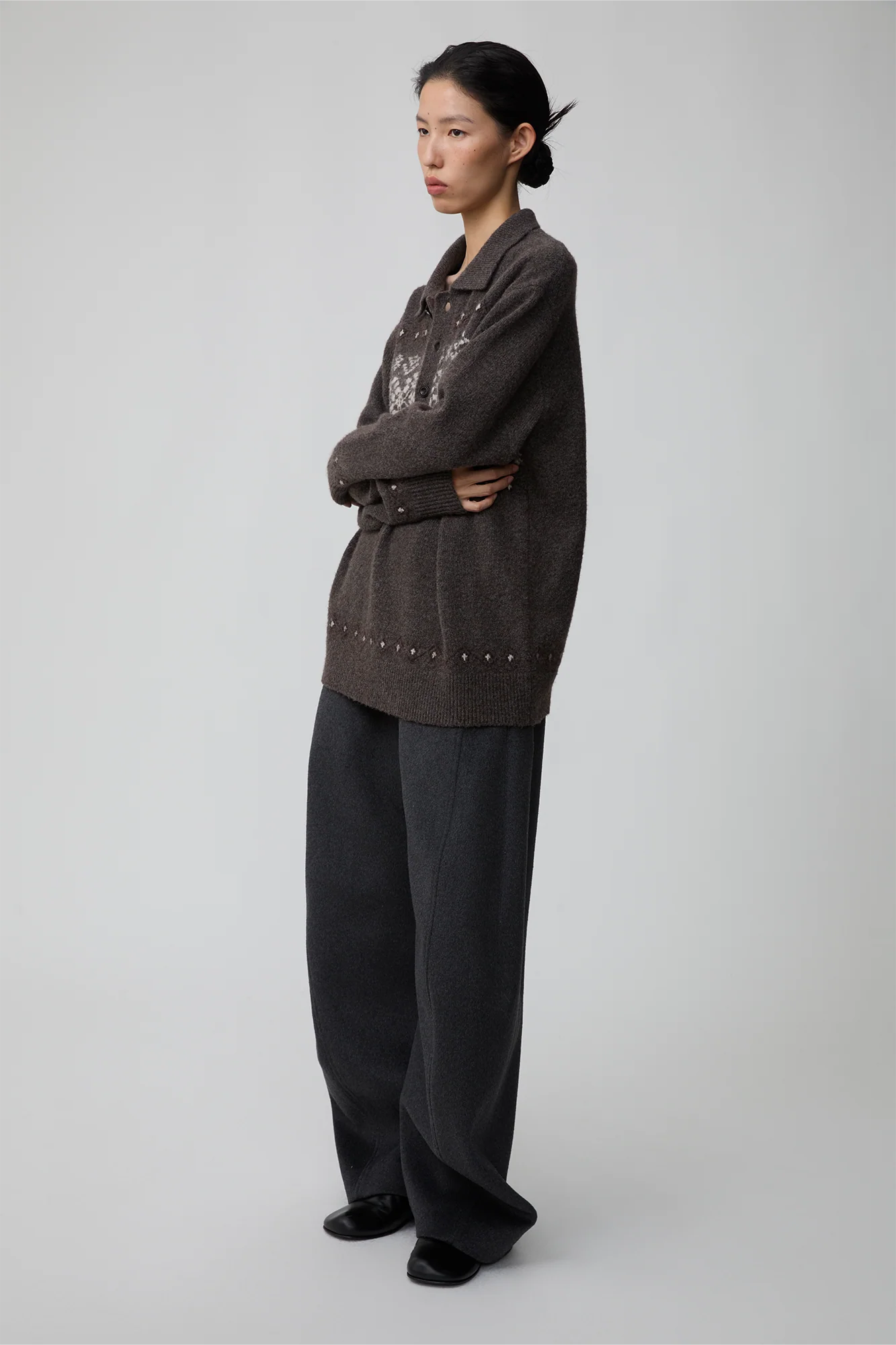 OPICLOTH Fair Isle Knit Polo Sweater