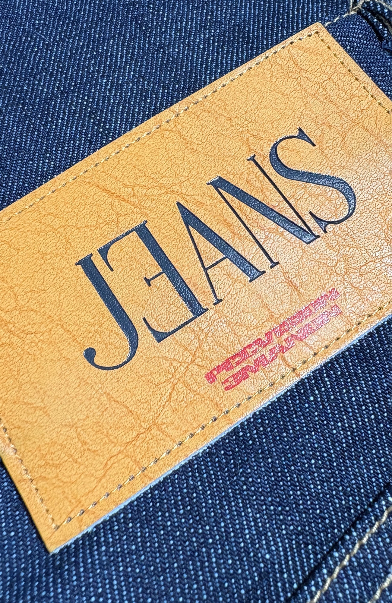 PCCVISION Contrast-Stitch Embroidered Raw Jeans