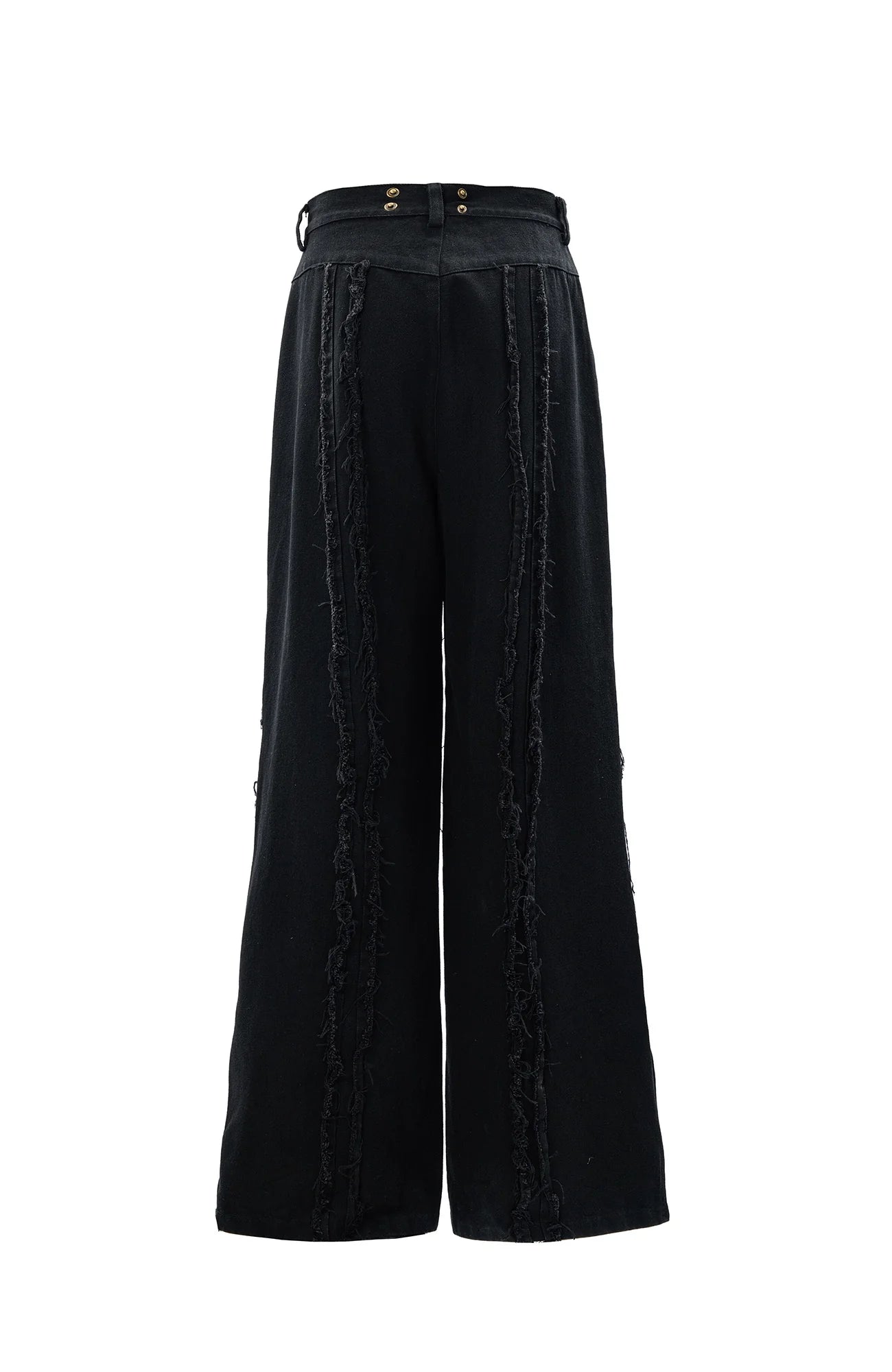 MOGONGSHE Detachable PU Drape  Frayed Cross Jeans