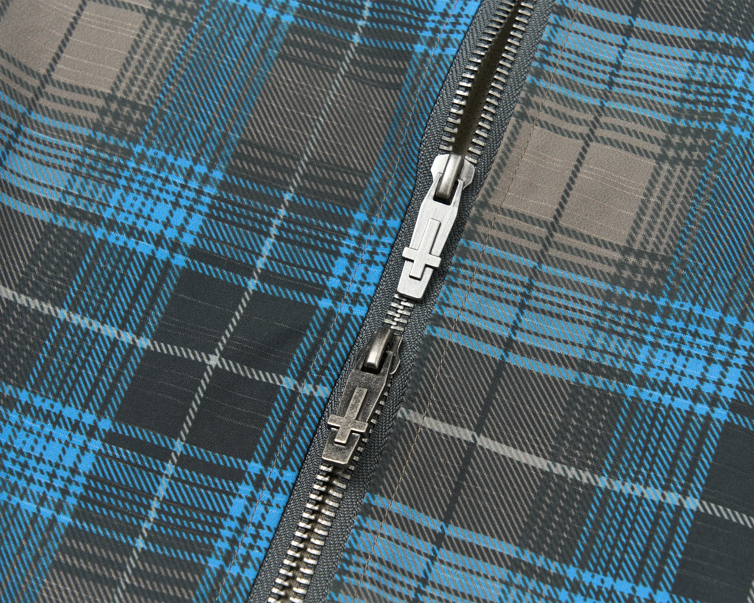 SAVAGEGROWTHWORLD Plaid Stand-Collar Jacket
