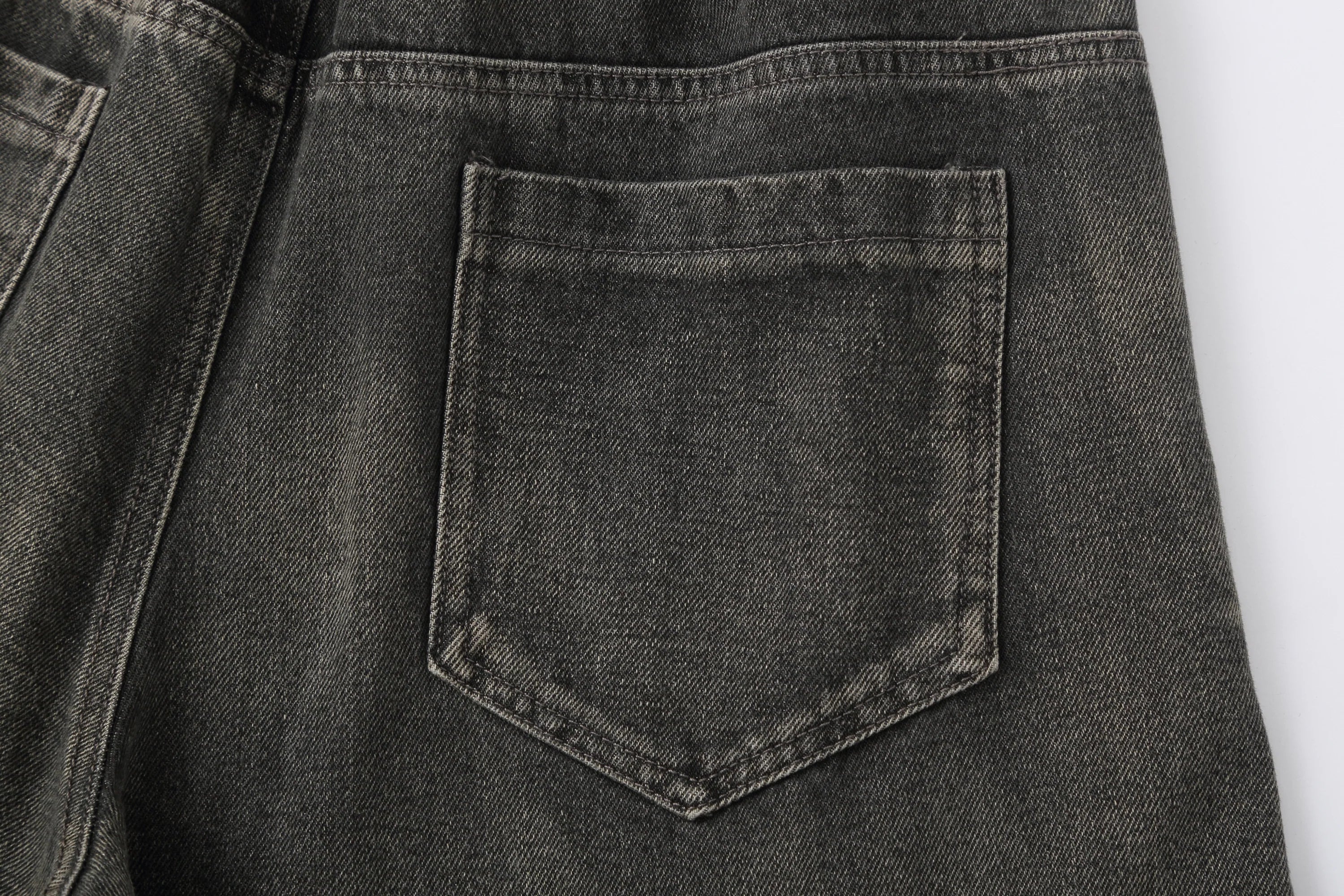 CLP Washed Arc Panel Strap Wide-Leg Jeans