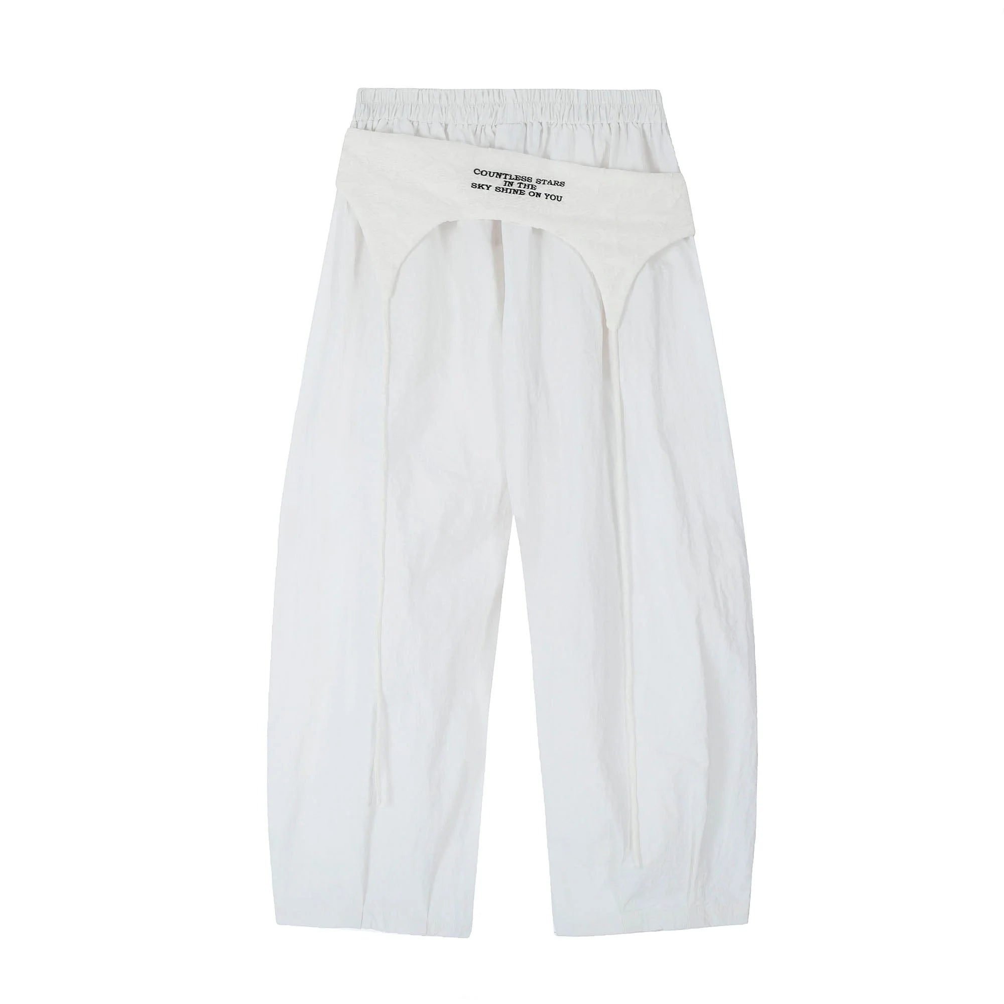 CLP Layered Crinkled Waist-Panel Parachute Pants