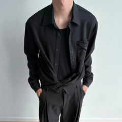 KREATE Floral Jacquard Trim Pocket Shirt