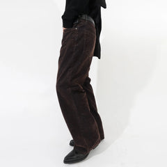 IN EXISTENCE Star Embroidered Herringbone Flocked Flare Jeans