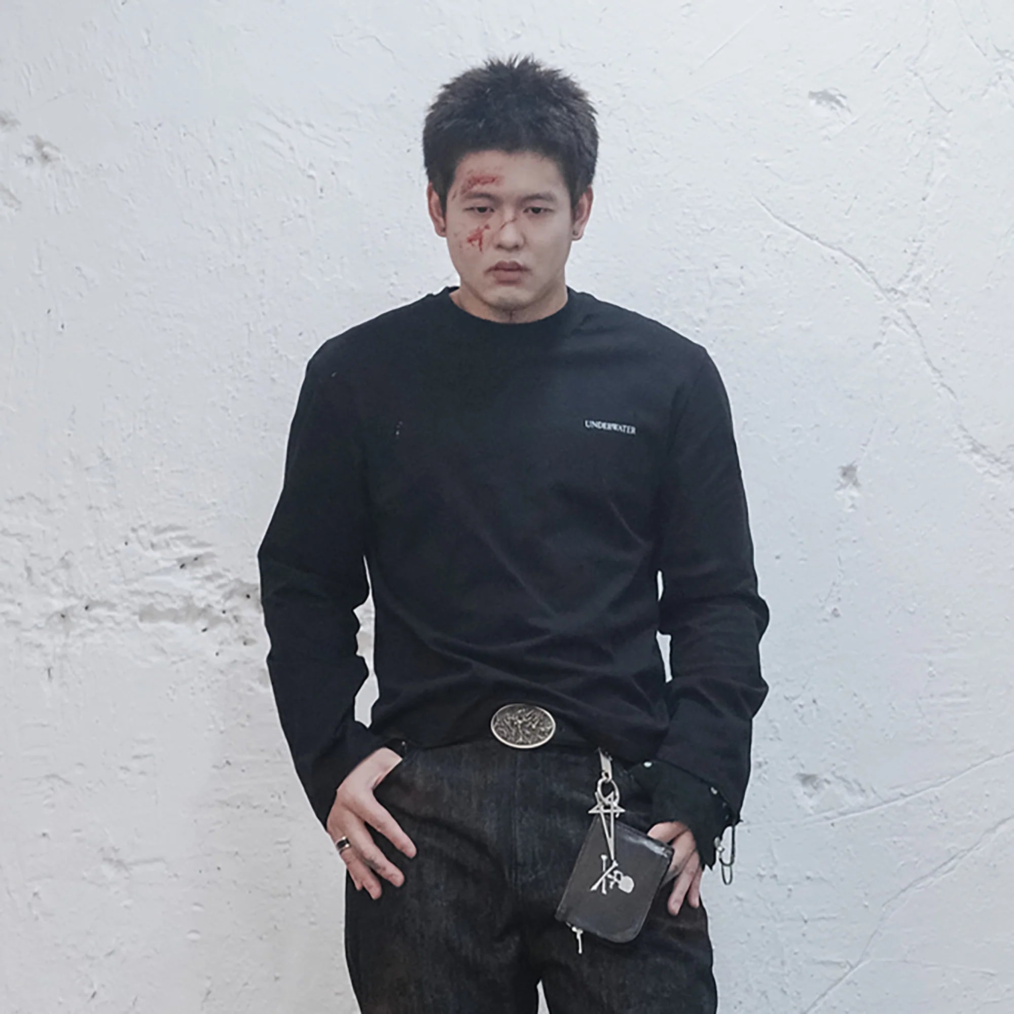 UNDERWATER Demon Slashed Cotton Long Sleeve Tee Black