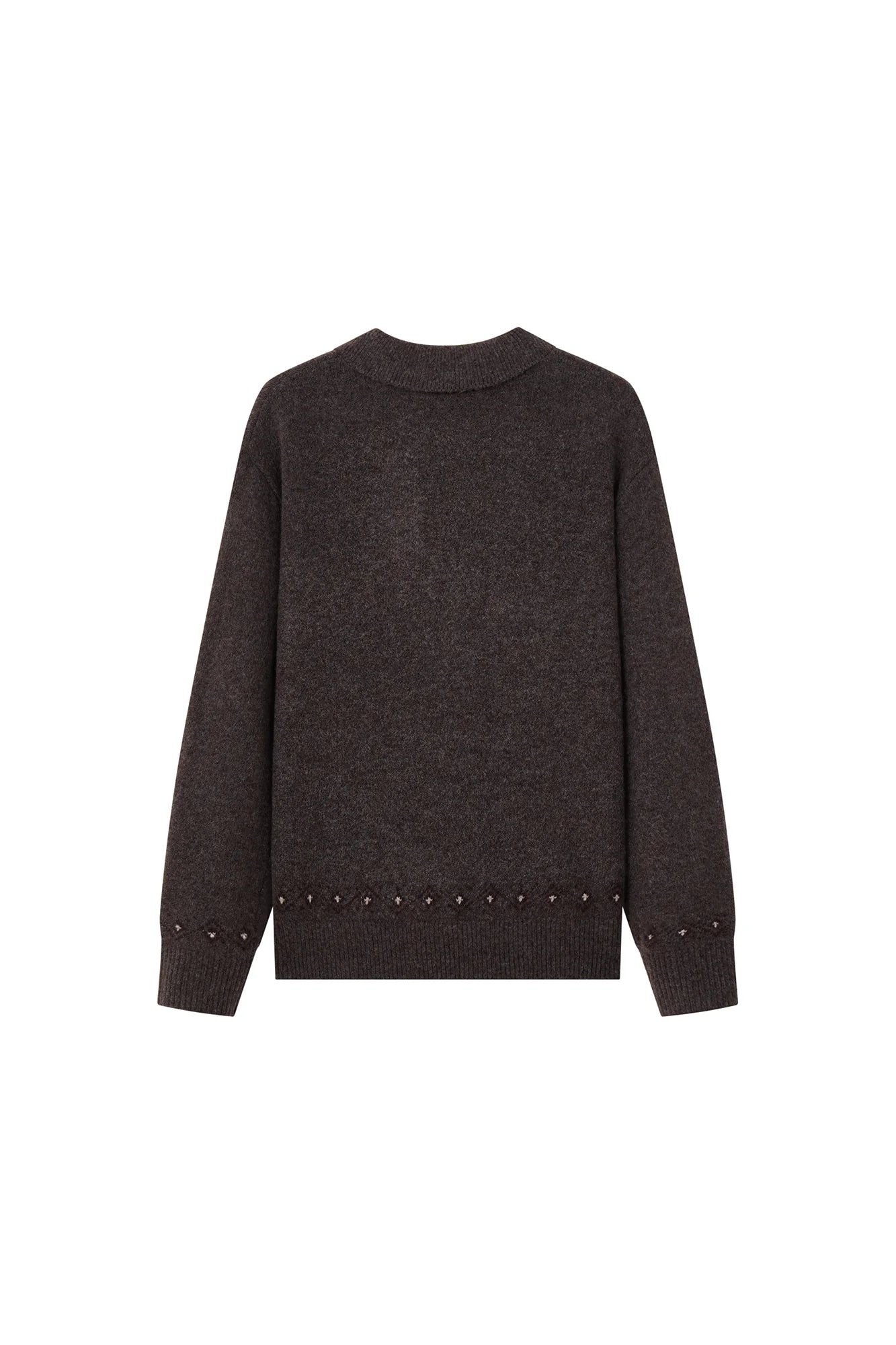 OPICLOTH Fair Isle Knit Polo Sweater