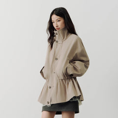 SAME FLOW Stand-Collar Drawstring-Waist Jacket