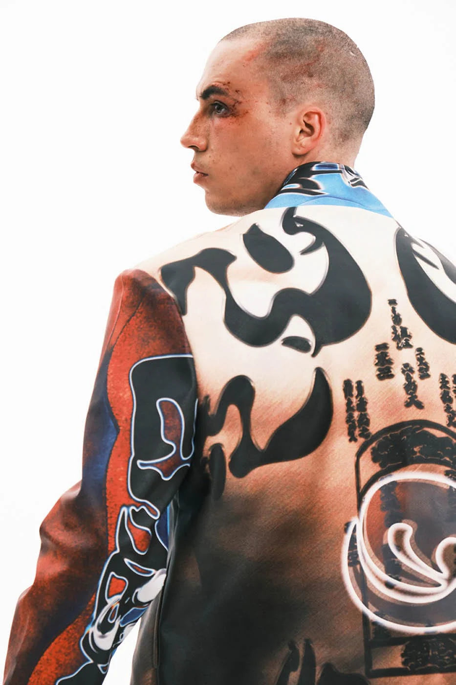 EMBRYO Cyber Totemic Muscle Faux Leather Jacket