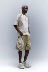 XIPHEVIL Contrast Paneled Mesh Zip-Pocket Raglan T-Shirt Ice