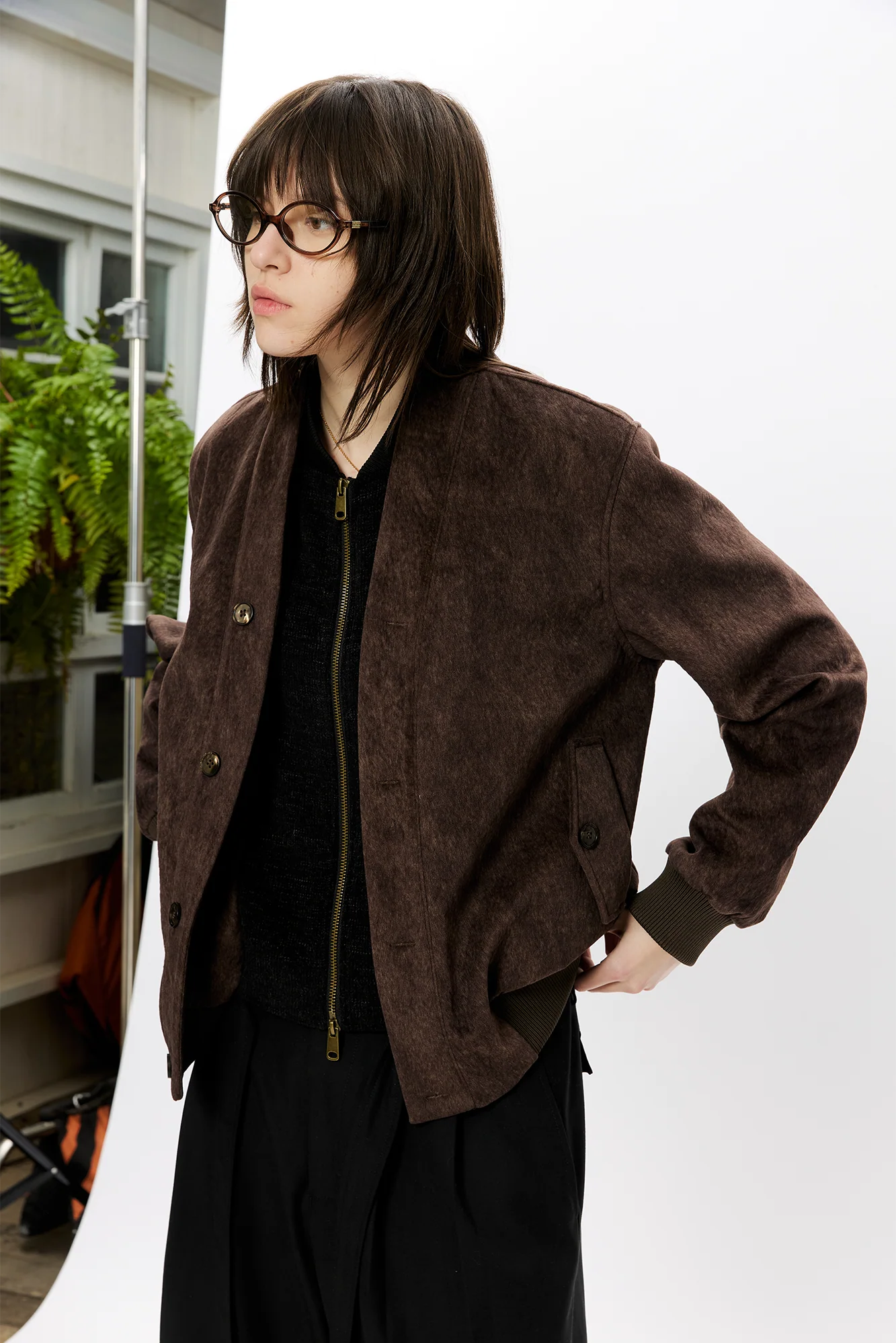 KREATE Faux Layered-Look V-Neck Jacket