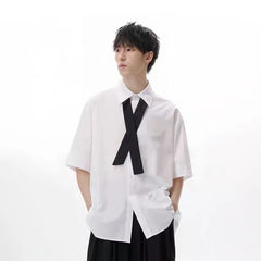 TUIMU Cross Tie Detachable Sleeve Shirt