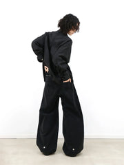 RELABEL Washed Studded Panel Oversized Jeans Black