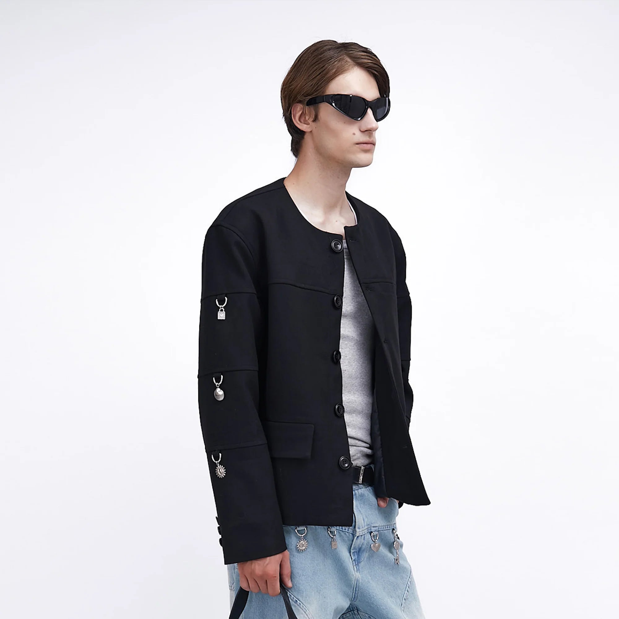 ASSEEN Padded-Shoulder Charm Jacket