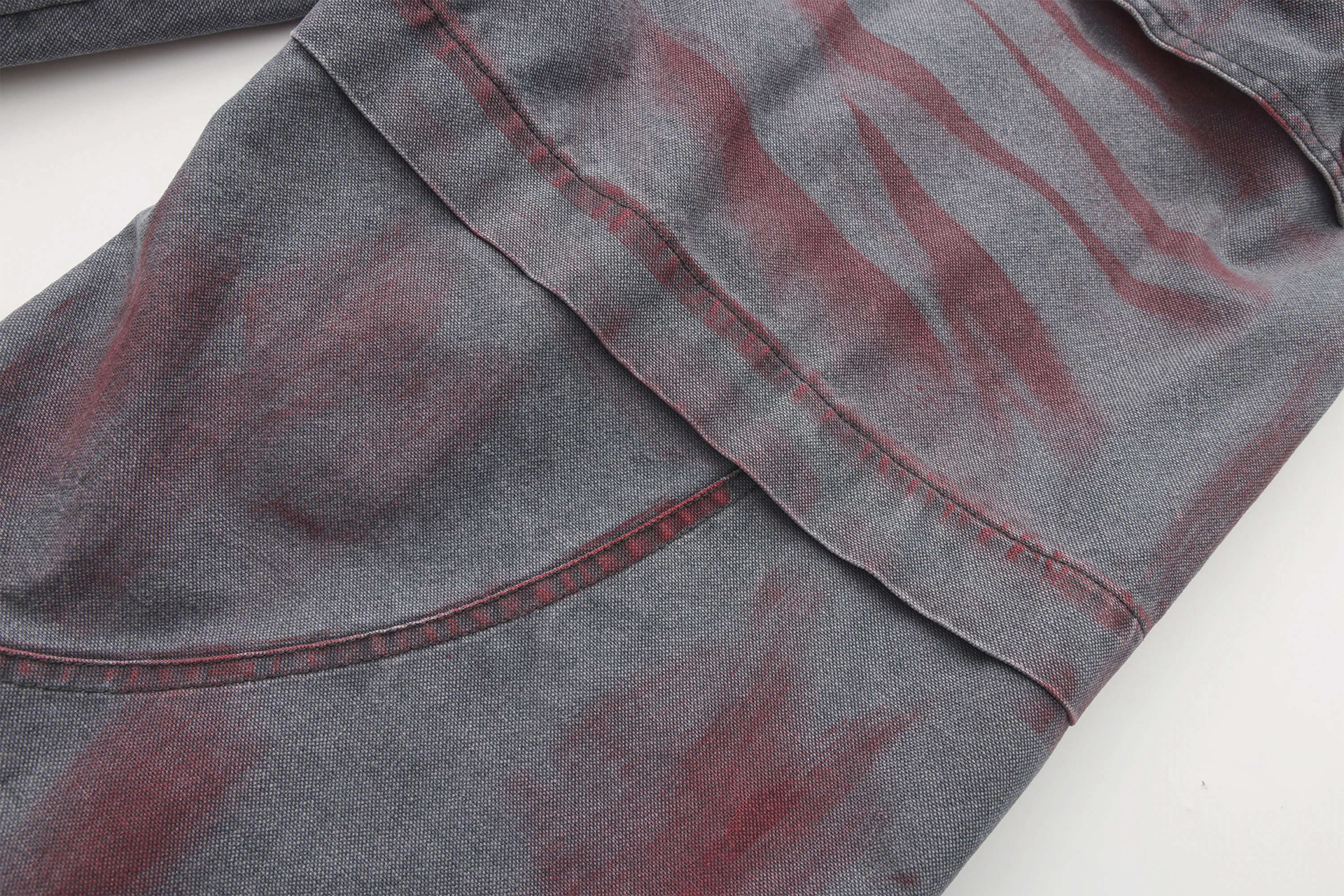 VANN VALRENCE Washed Distressed Multi-Pocket Utility Jeans