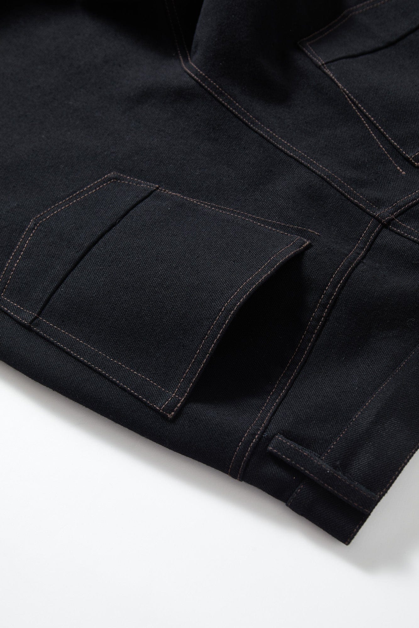 OPICLOTH Washed Contrast Stitch Wide-Leg Jeans