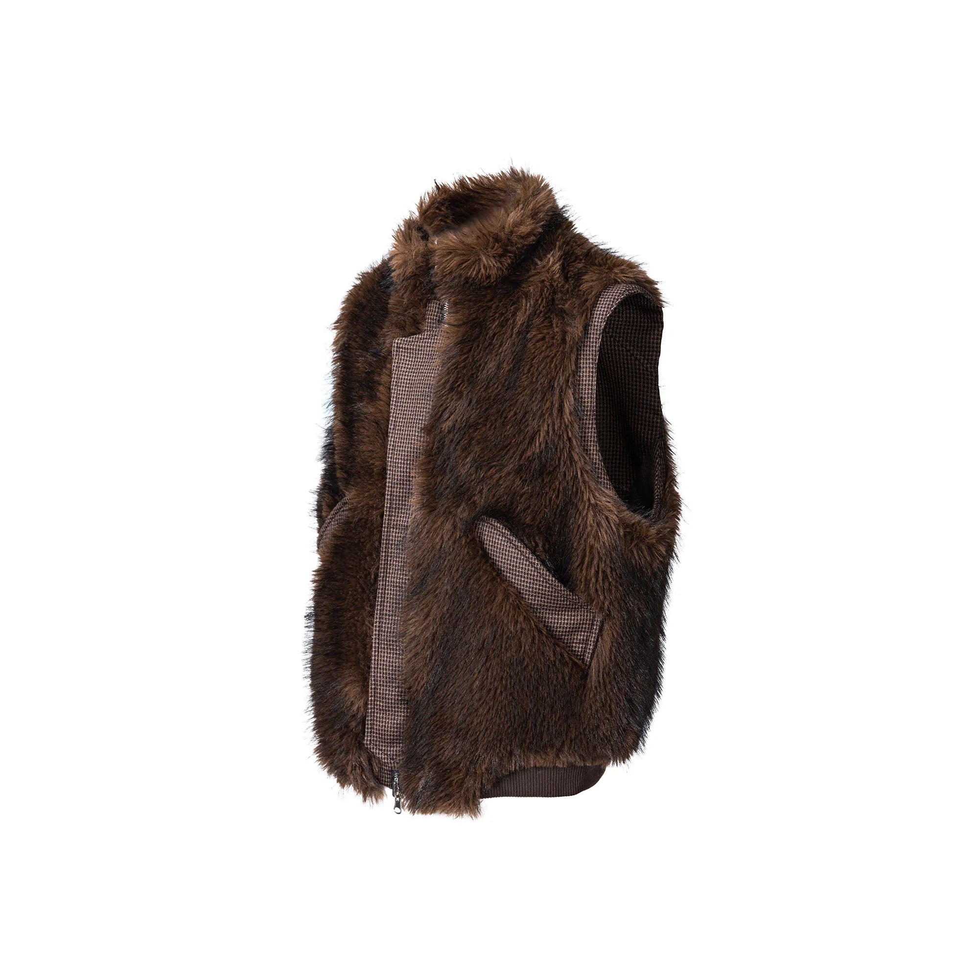 CATSSTAC Reversible Plaid Faux Fur Vest