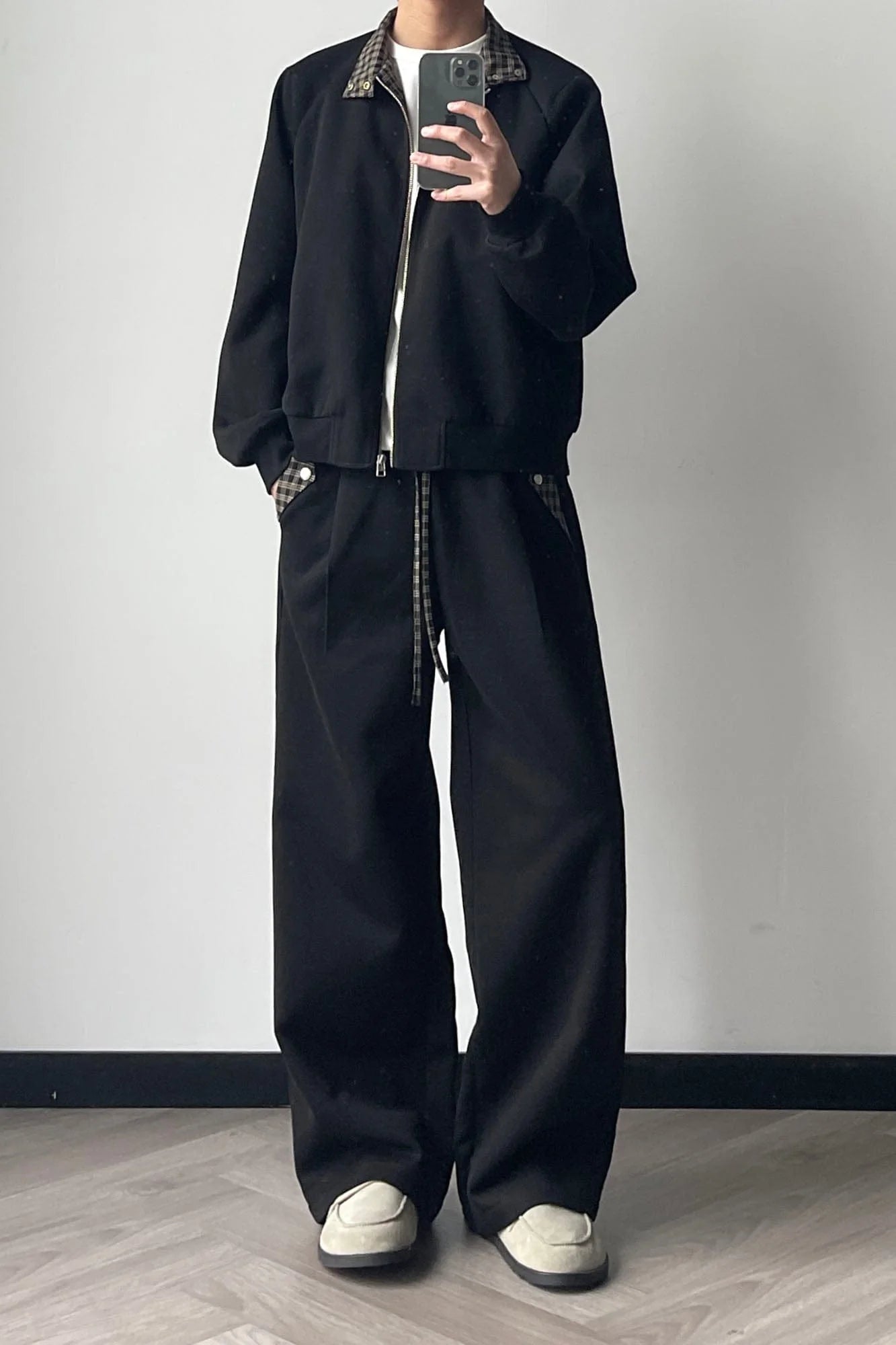 OKAYTHXBYE Plaid Layered Waist Drawstring Sweatpants