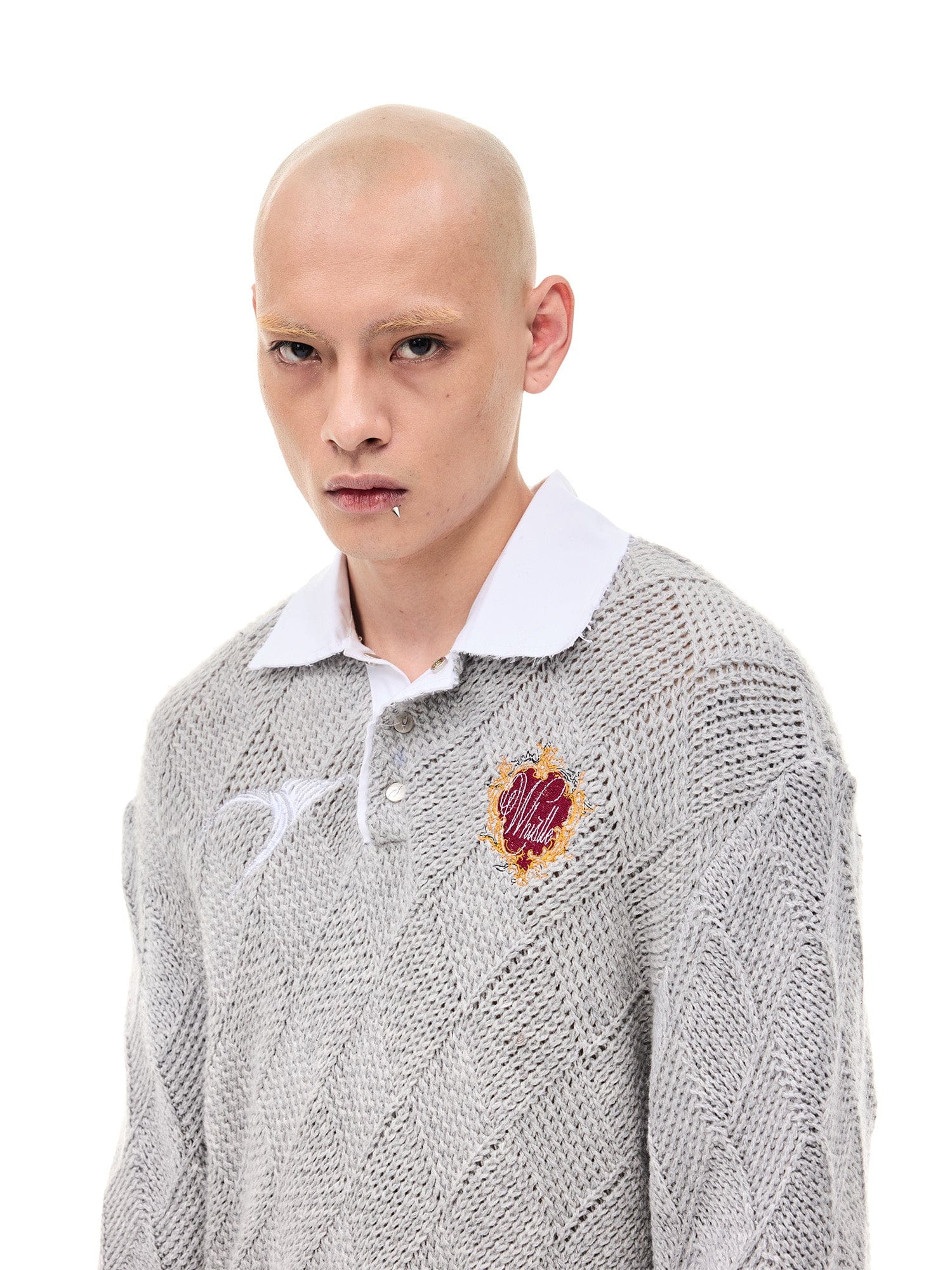 WHISTLEHUNTER Argyle Wool-Blend Polo Sweater