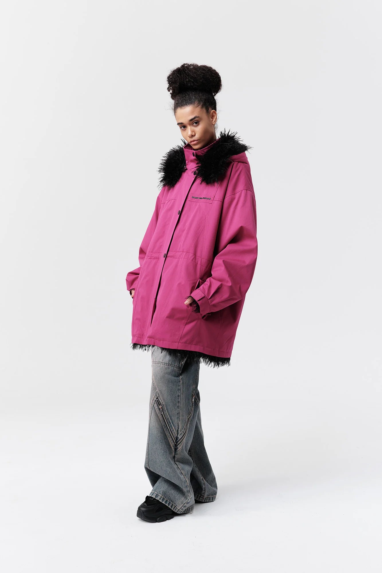 VANN VALRENCE Detachable Hood Faux-Fur Collar Parka