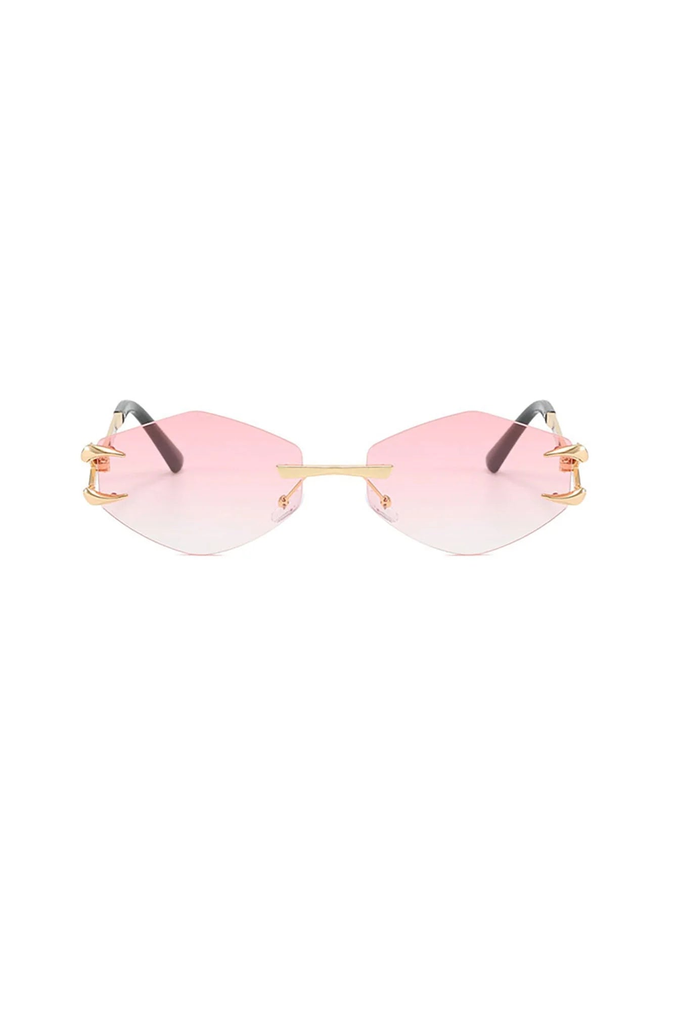 DAMAGE ASIA Claw Temple Gradient Hex Lens Rimless Sunglasses