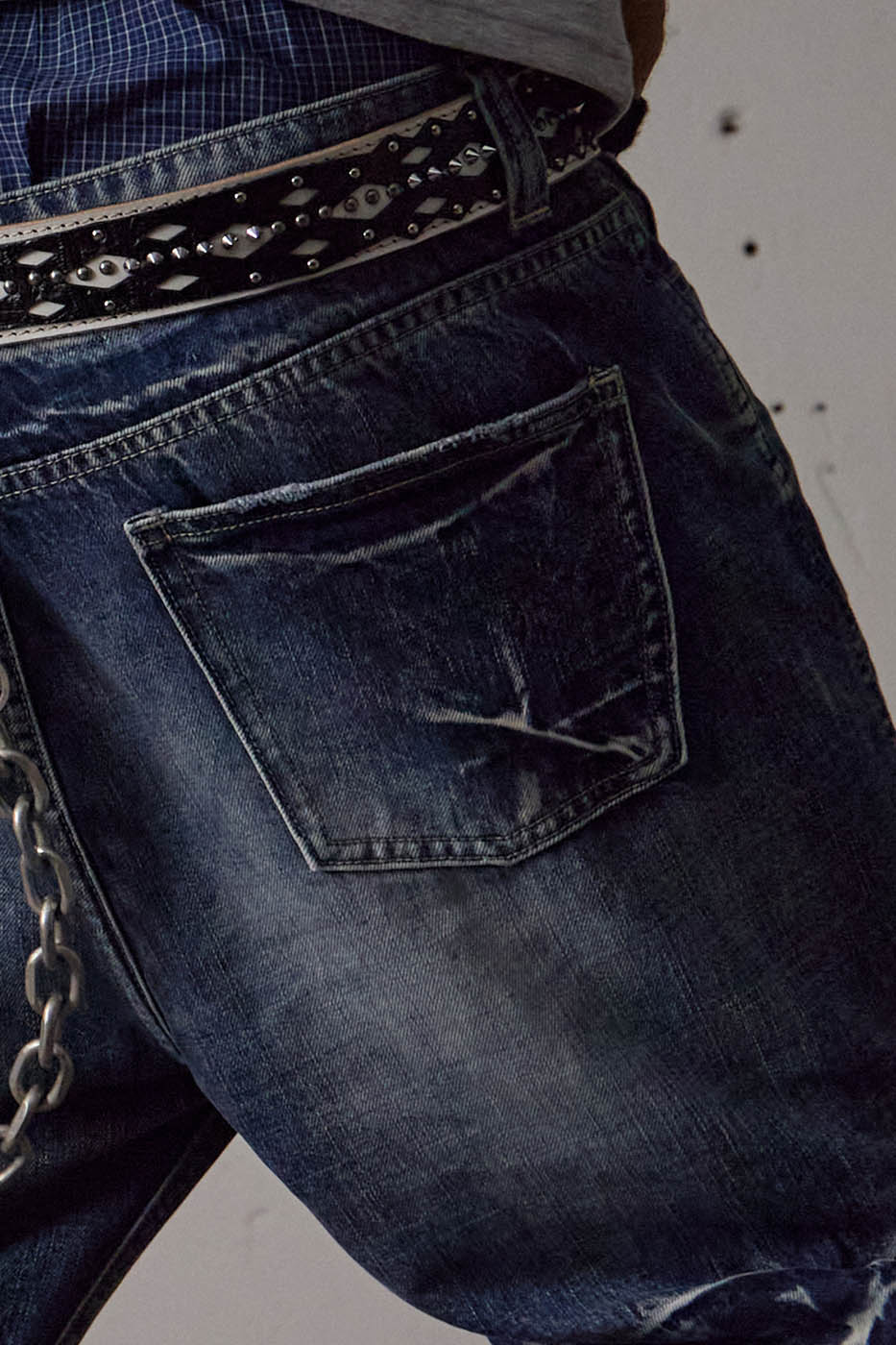 DND4DES Lightning-Creased Flared Jeans Blue