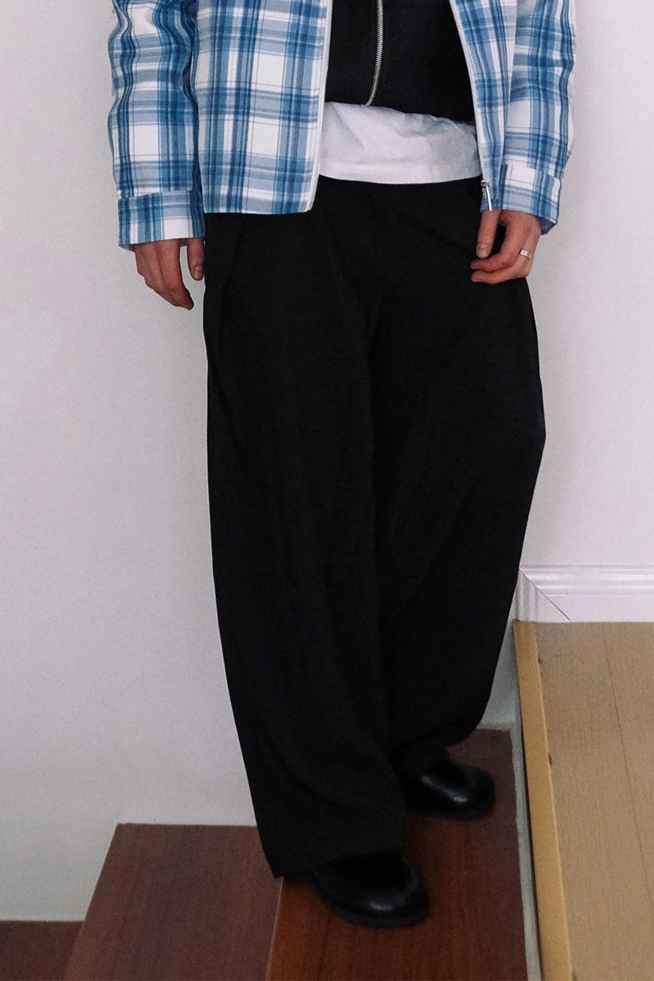 WIID Slanted Pleat Wide-Leg Trousers
