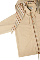 RELABEL Detachable Hood Beaded Ruched Shirt Brown
