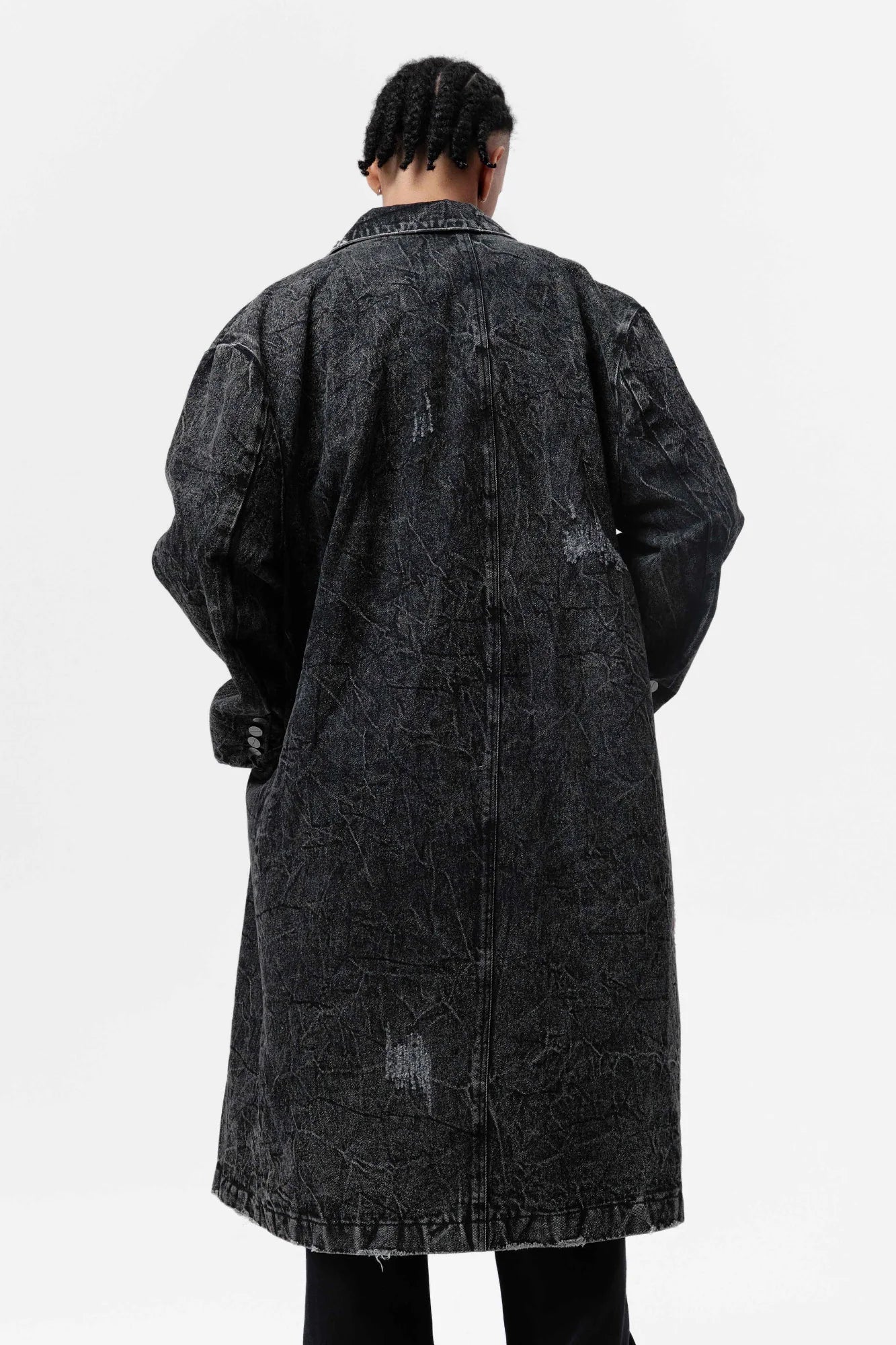 VANN VALRENCE Distressed Washed Denim Coat