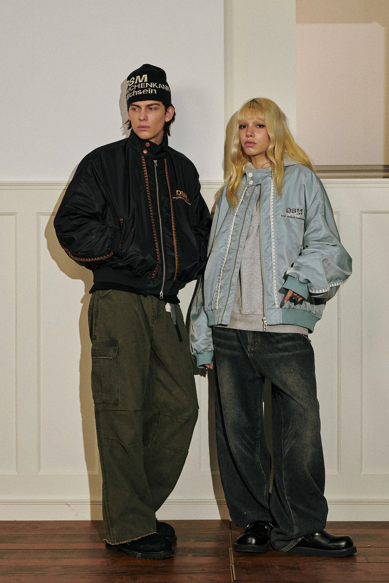 DONSMOKE Glossy Contrast Whipstitch Bomber Jacket