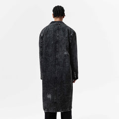 VANN VALRENCE Distressed Washed Denim Coat