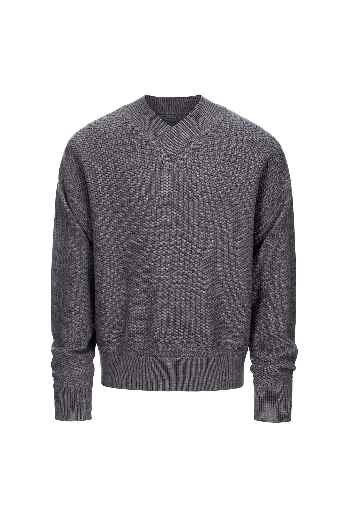 CATSSTAC Wheat-Weave V-Neck Oversized Sweater