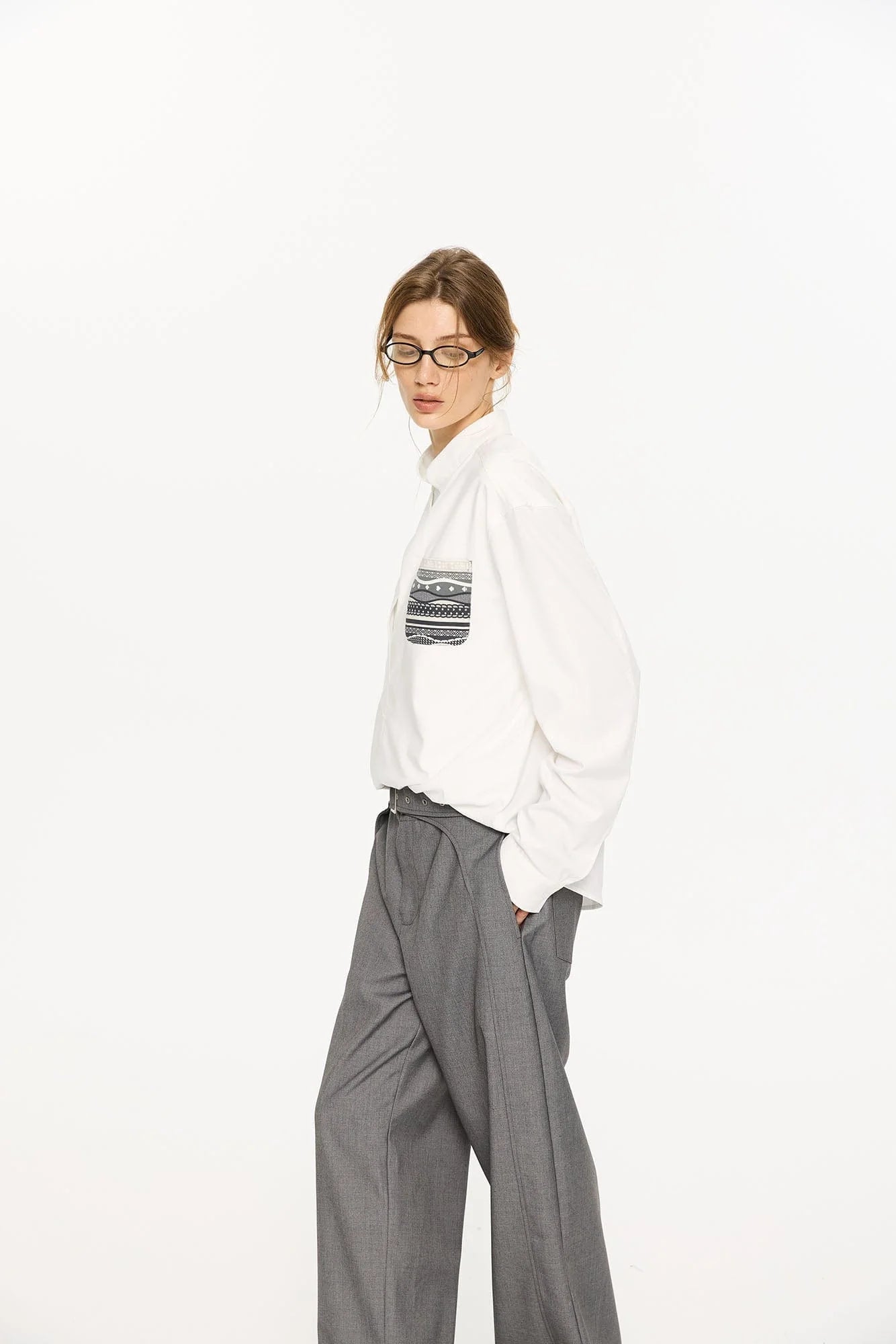 KREATE Faux Layered Fair Isle Pocket Shirt