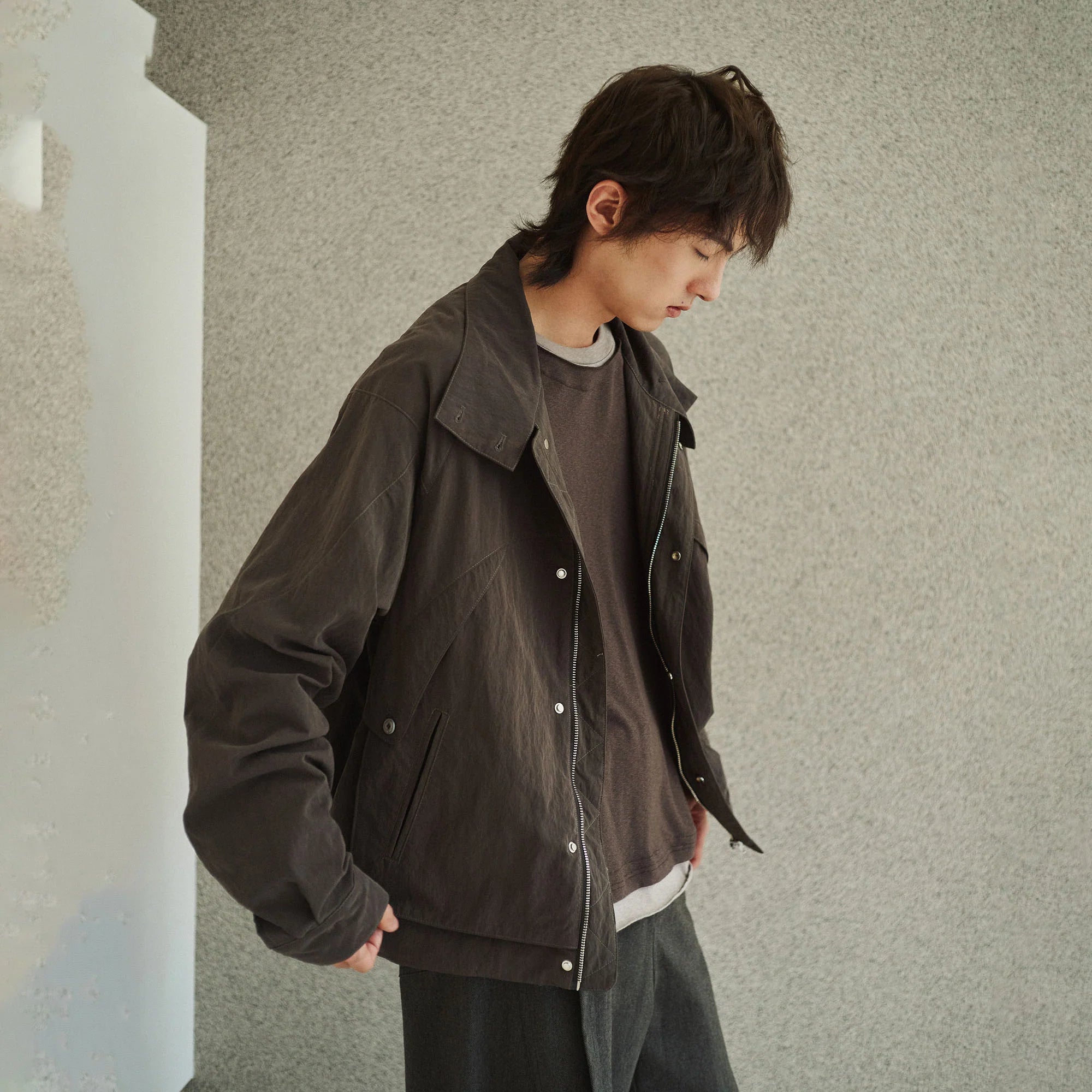 GONGHE REPUB High-Neck Elastic Hem Utility Blouson