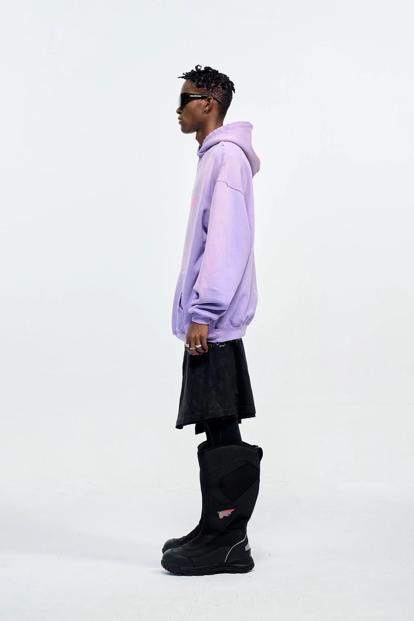 ULIPERY Distressed Gradient Oversized Hoodie Purple
