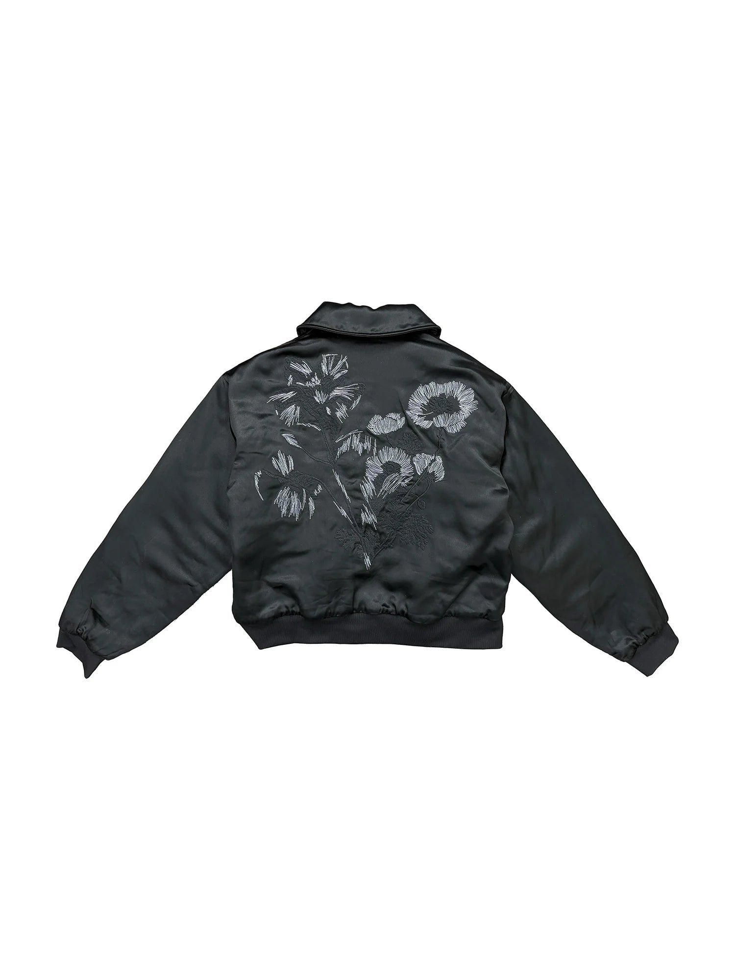 RICHILL Floral Embroidered Acetate Bomber Jacket