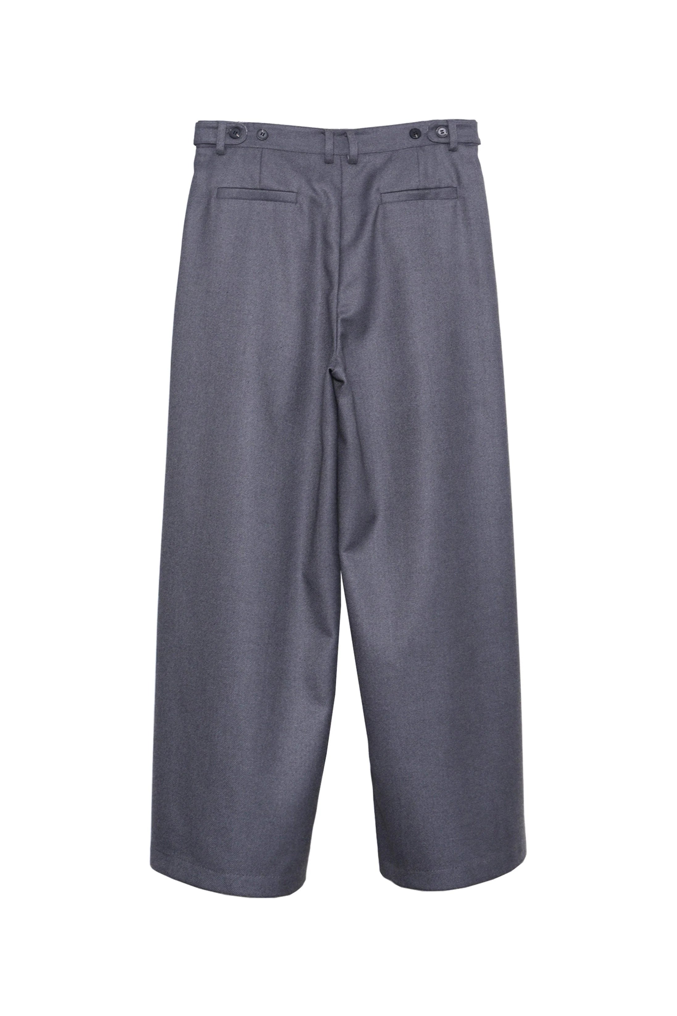 ASSEEN Asymmetrical Tab Pleated Wide-Leg Pants Gray