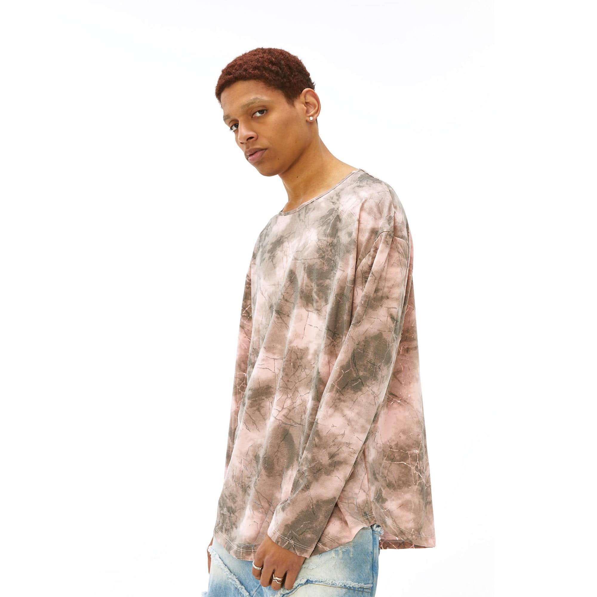 VANN VALRENCE Distressed Tie-Dye Oversized T-Shirt
