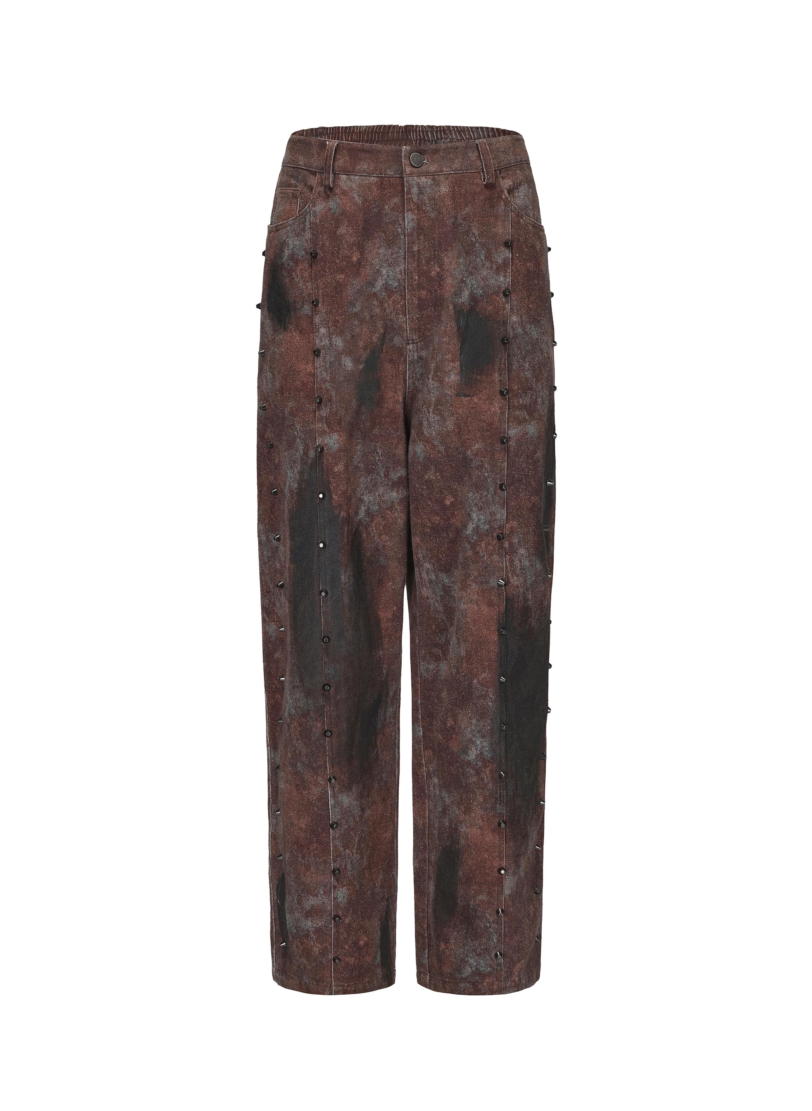 VANN VALRENCE Dirty Fit Studded Straight-Leg Jeans