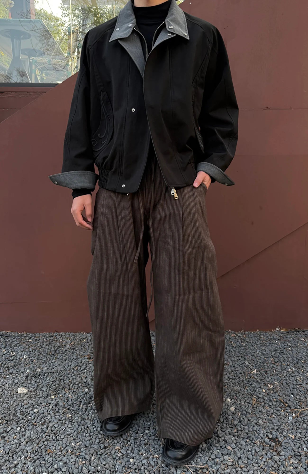 CATSSTAC Striped Double-Pleat Trousers