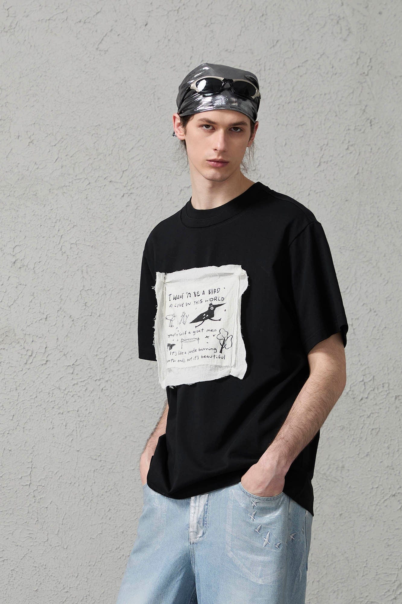 ORGANIC EMOTION Script Patchwork Sorona T-Shirt