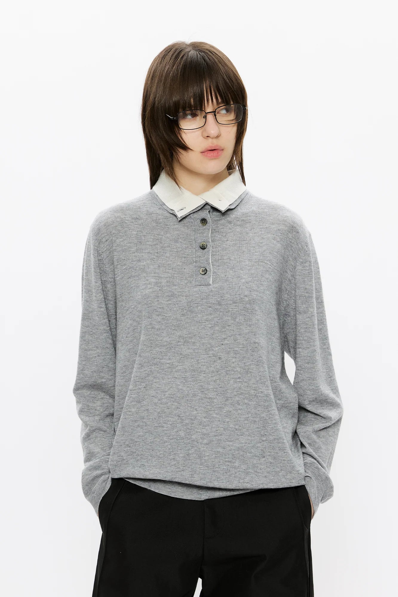 KREATE Double-Collar Wool-Blend Knit Polo