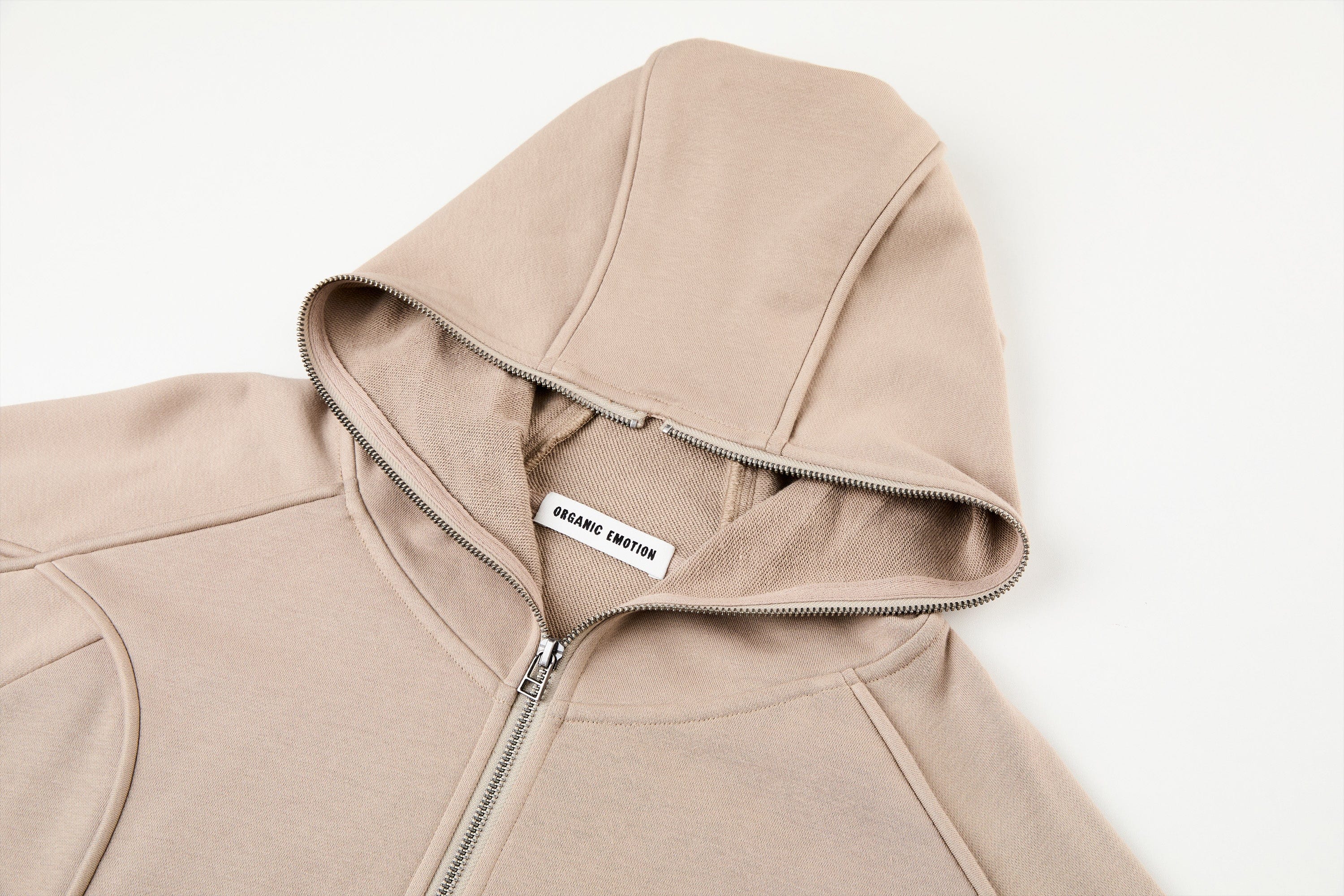 ORGANIC EMOTION Curved Panel Drawstring-Hem Zip-Up Hoodie