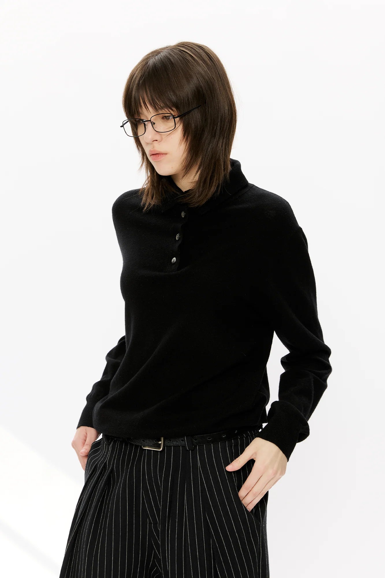 KREATE Double-Collar Wool-Blend Knit Polo