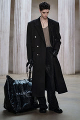 FACEONLAB Structured Double-Breasted Overcoat