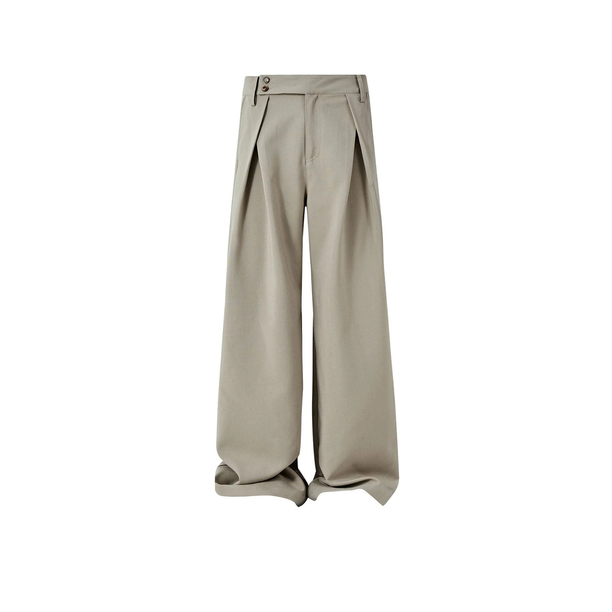 KREATE Inverted Pleats Asymmetric Waist Wide-Leg Trousers