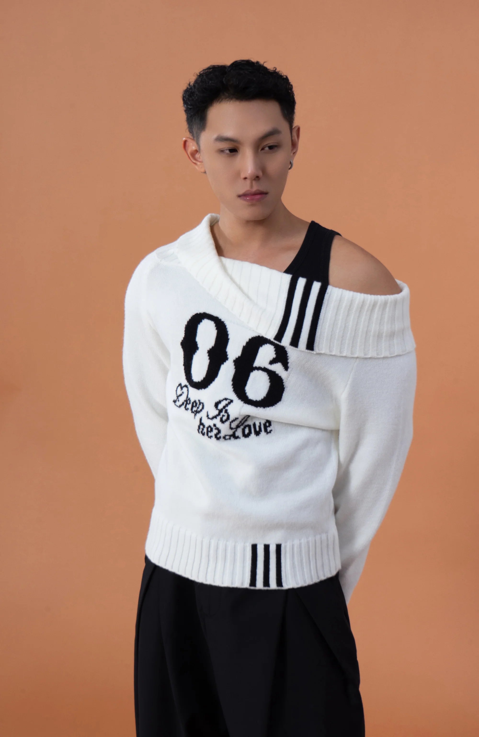 CLP Off-Shoulder Foldover Knit Sweater